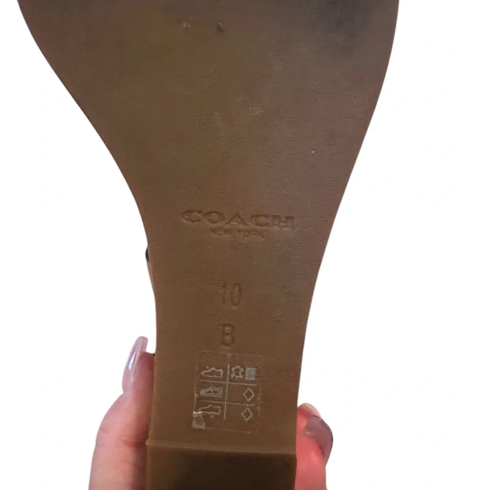 Coach Black and Tan Wedge Sandals